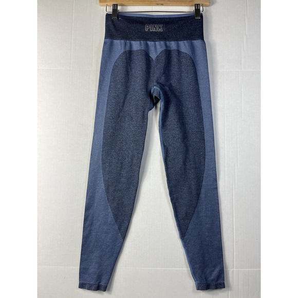 Victoria's Secret "PINK" Blue Seamless Leggings Women's Yoga Pants Gym Workout S - Picture 4 of 14
